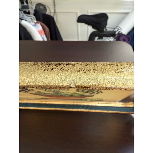 Vietri Made‎ In Italy Wood Lacquer Gold Botanical Florentine Tray - Picture 5 of 10